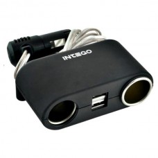 Разветвитель гнезда прик.на 2 вых+USB.черный С-02 ИНТЕГО